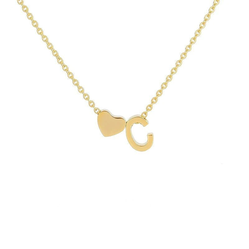 Collana Minimalista con Ciondolo a Cuore in Acciaio Inossidabile, Charms in Acciaio al Titanio e Finitura Placcata per Uomo e Donna