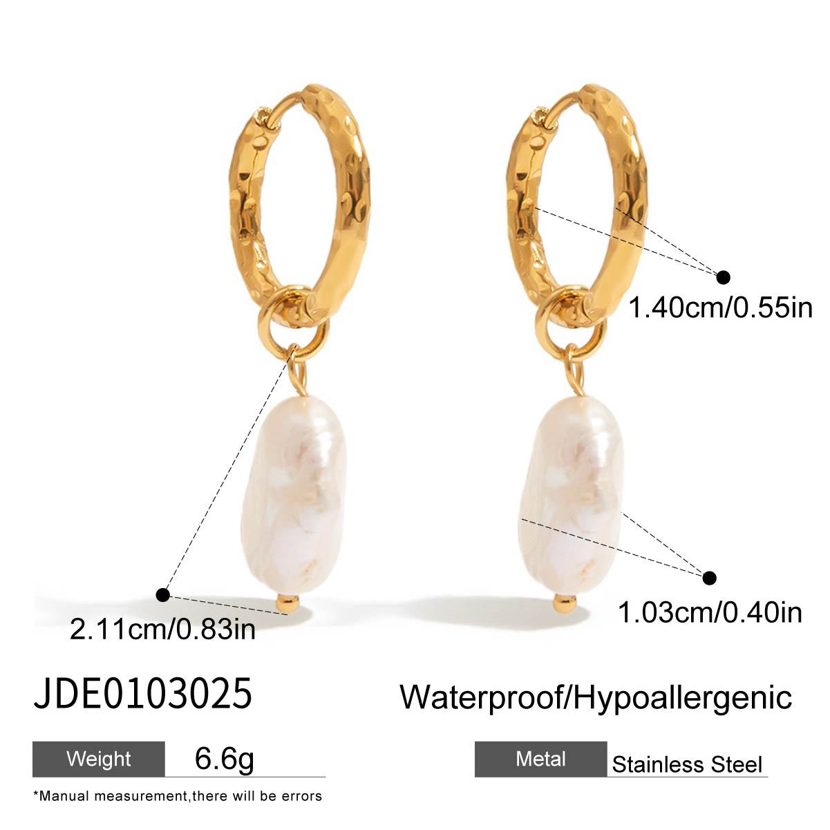 Elegant Geometric Pearl Inlay Plated Stainless Steel Earrings for Women