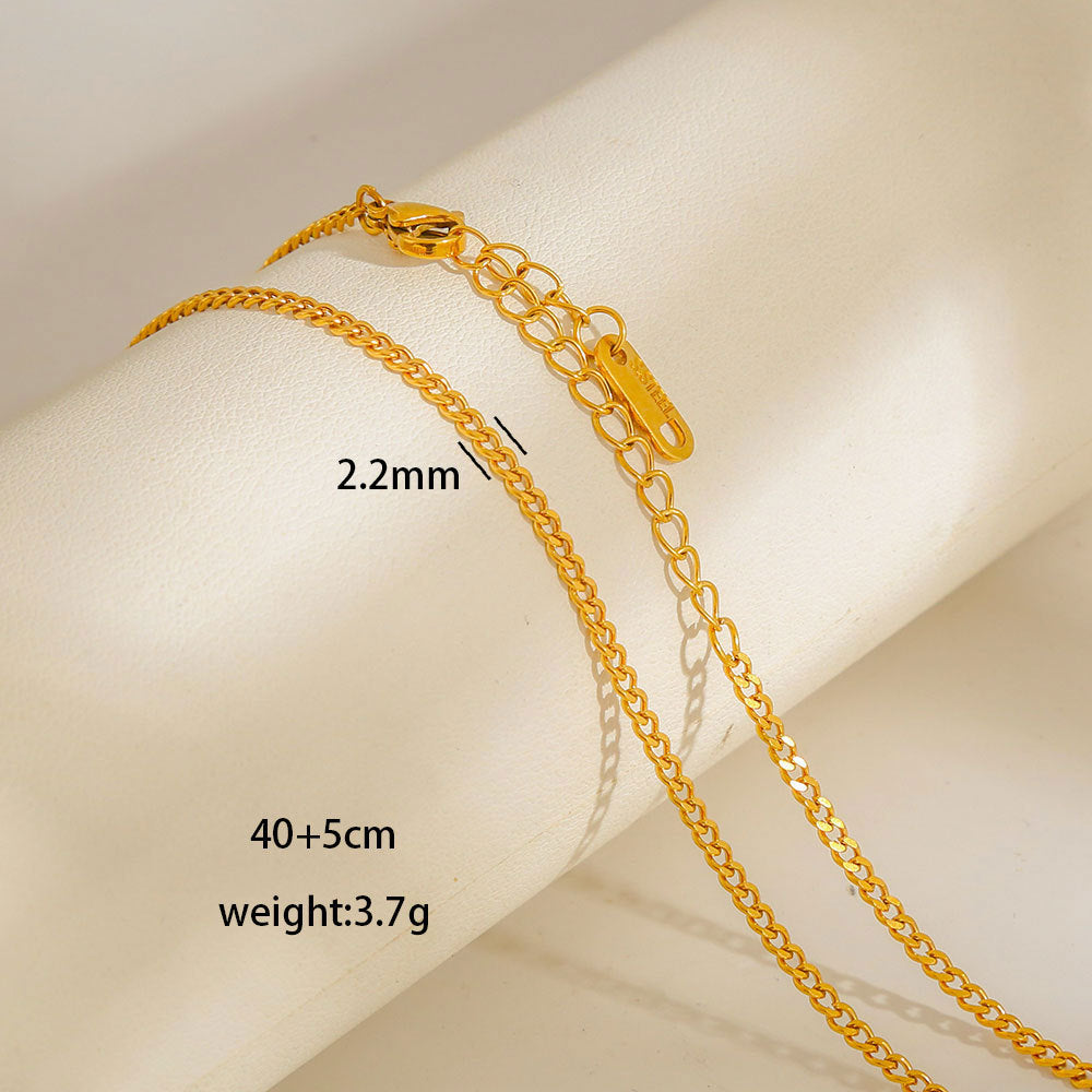 Collana con Ciondoli Geometrici Minimalisti in Acciaio al Titanio Placcato con Nappe, Charm Fai da Te per Donne