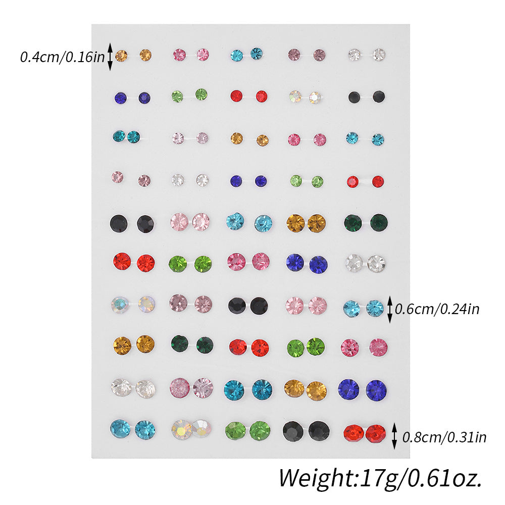 Geometric Round Rhinestone Plastic Stud Earrings for Women