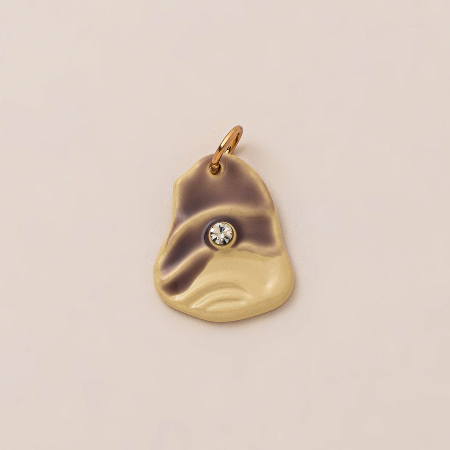 Fashion Gold Plated Brass Heart Round Geometric Cubic Zirconia Charm Bar for Unisex
