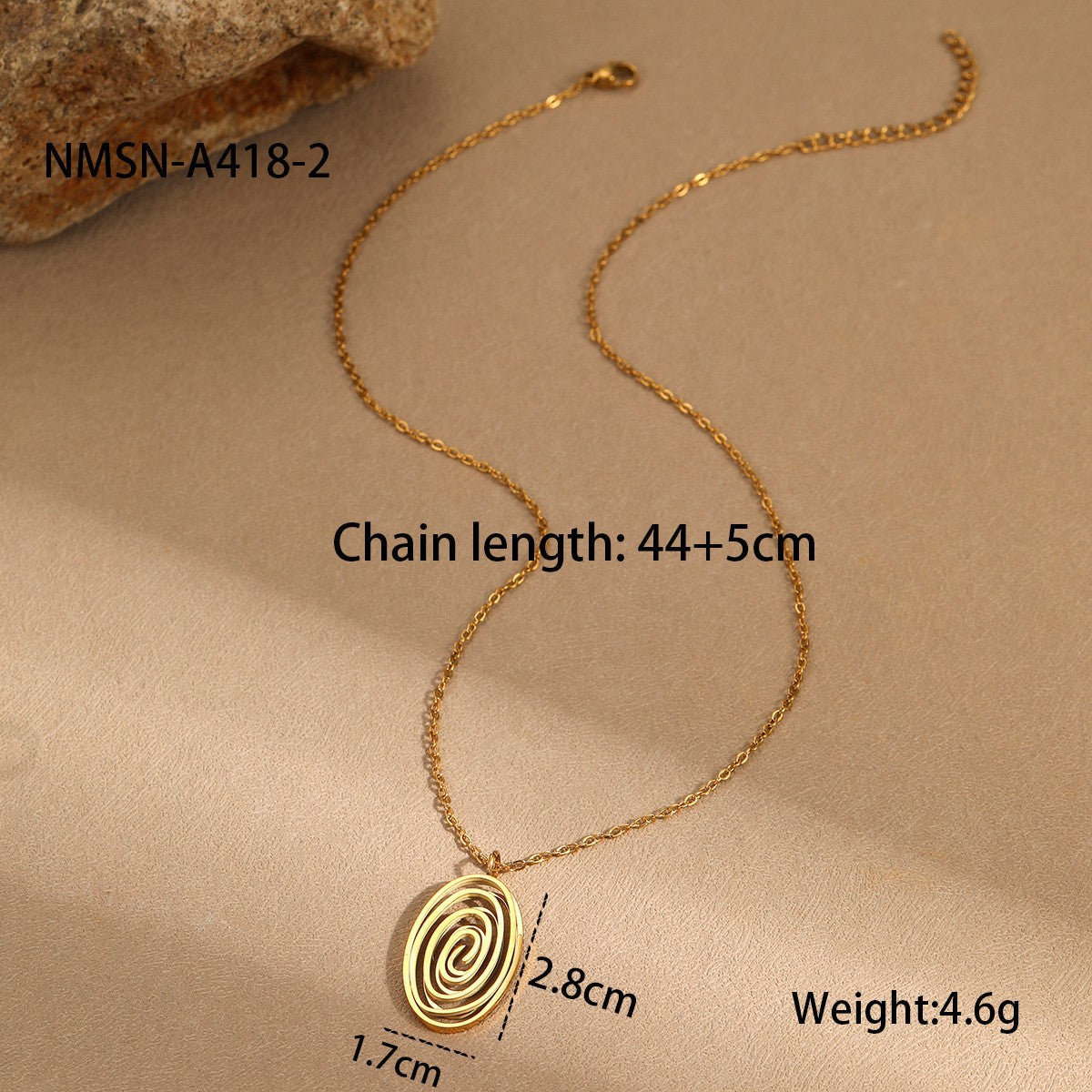 Orecchini da donna alla moda in acciaio al titanio con spirale geometrica e placcatura in oro