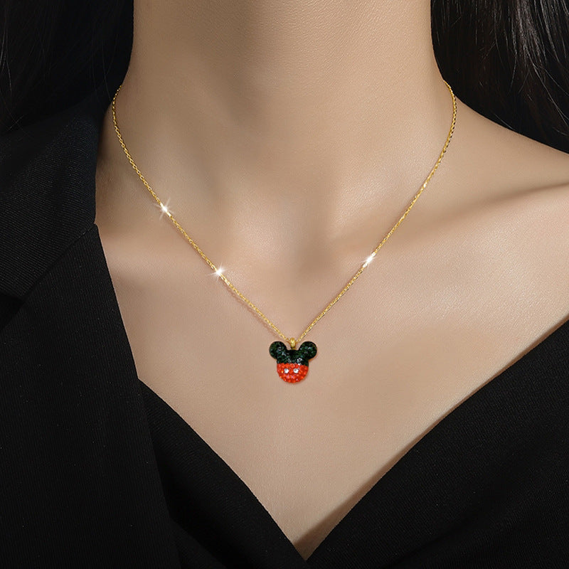 Minimalist Luxury Cartoon Geometric Titanium Steel Clavicle Chain Necklace for Women