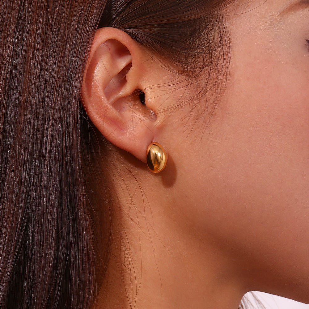Minimalist Geometric Stainless Steel Earrings with 18K Gold Plating for Women
