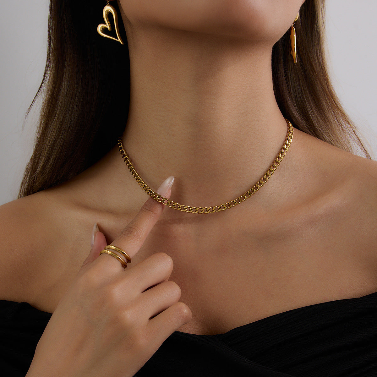 Geometric Stainless Steel Plated Necklace with Titanium Steel Pendant for Women