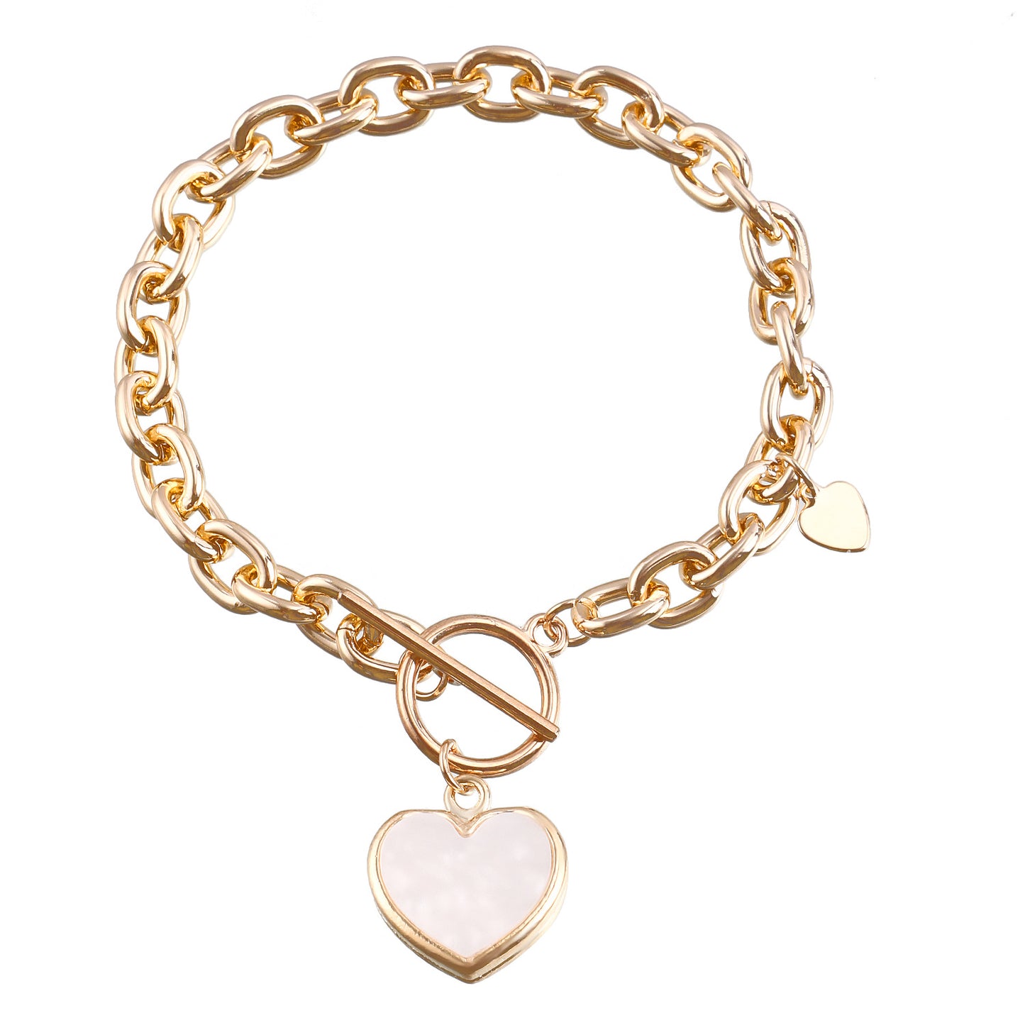 Pulsera geométrica minimalista de aleación para mujer con imitación de nácar blanco y acabado chapado