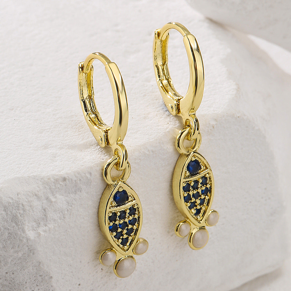 Orecchini Geometrici in Rame con Placcatura in Oro 18K e Zirconi Micro-Pave per Donna, Gioielli per Orecchio Minimalisti e di Tendenza
