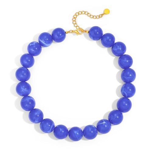 Casual Round Acrylic Bead Necklace Polished Ball Chain Women's Fashion Choker