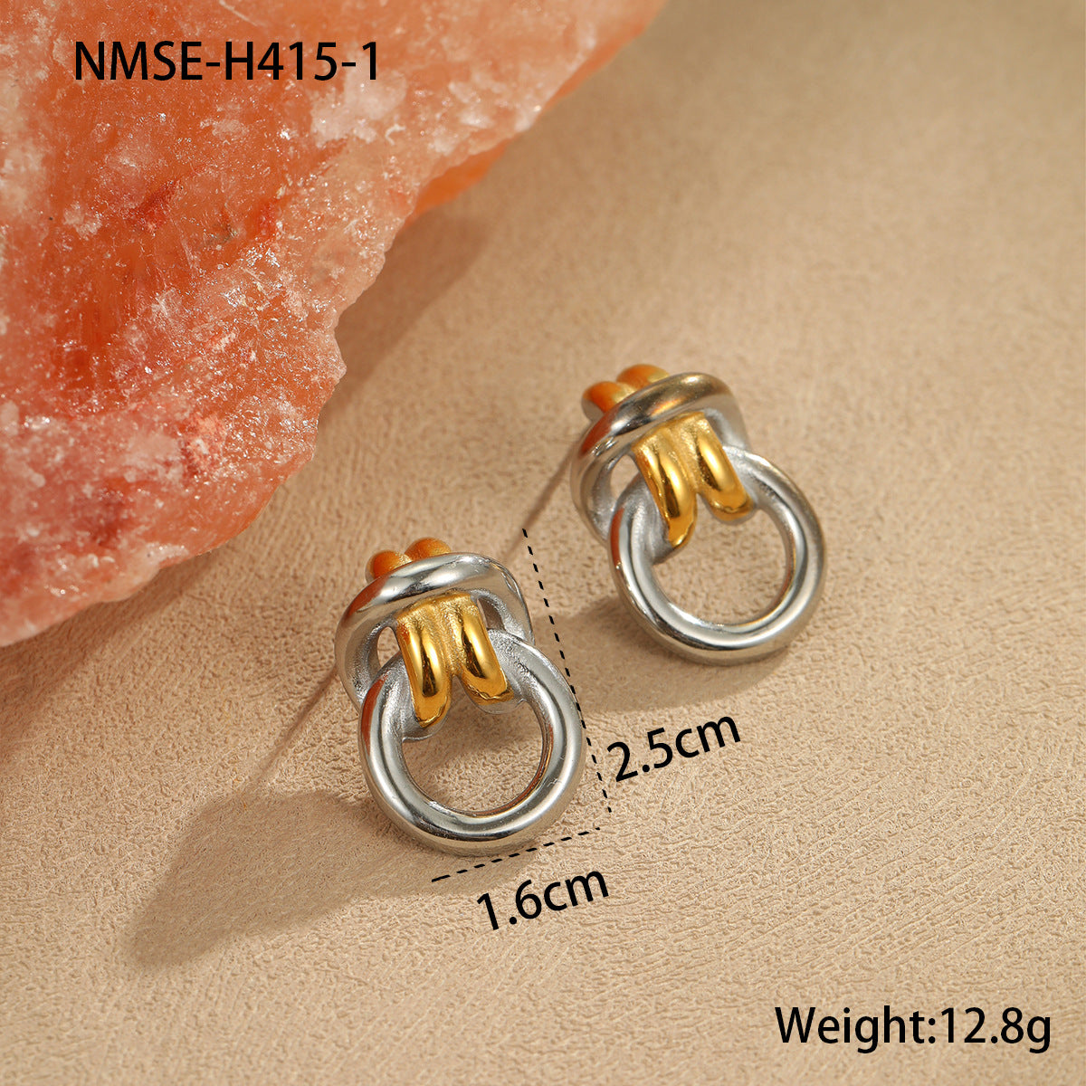 Pendientes de aro minimalistas geométricos de acero inoxidable con chapado en oro y plata para mujer