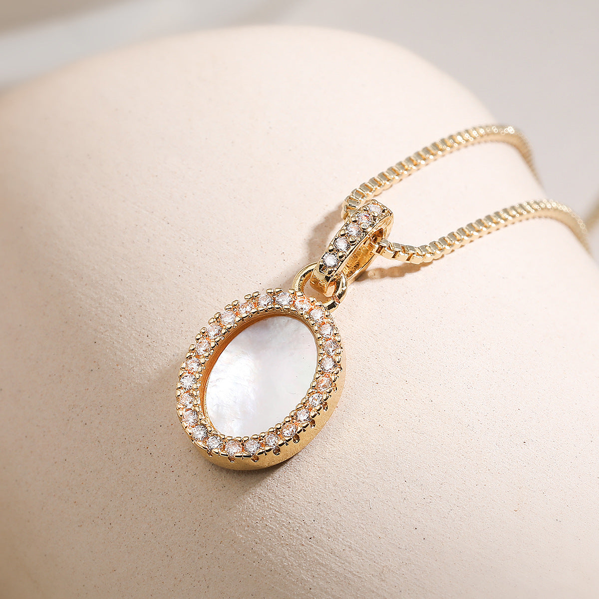 Minimalist 18K Gold Plated Brass Heart Cross Geometric Pendant with Cubic Zirconia Necklace