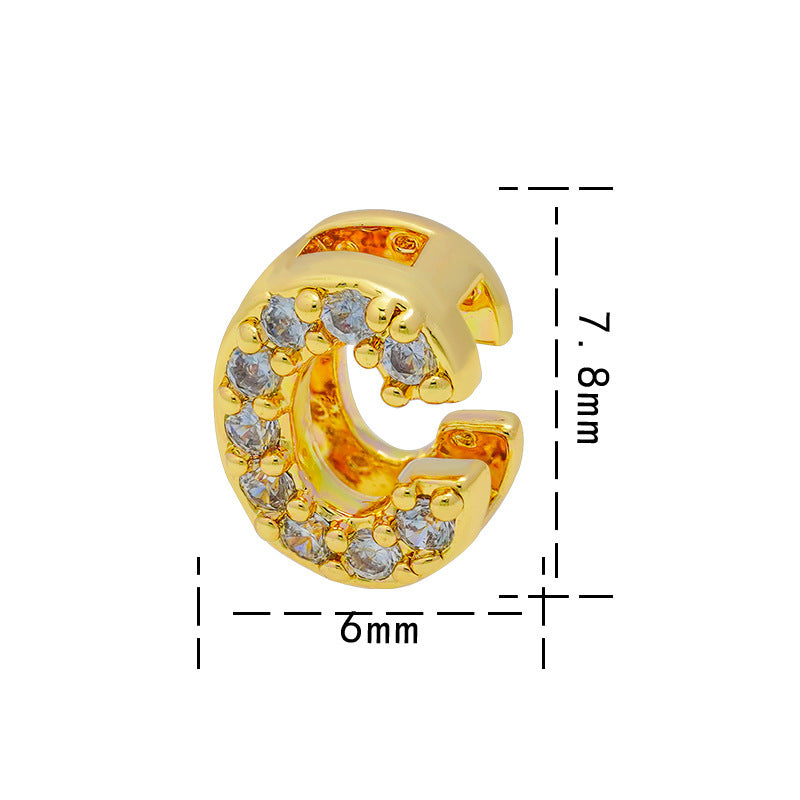 Collana con Ciondolo a Lettera Minimalista da Donna in Acciaio al Titanio con Placcatura in Oro 18K e Strass su Catena O-Ring