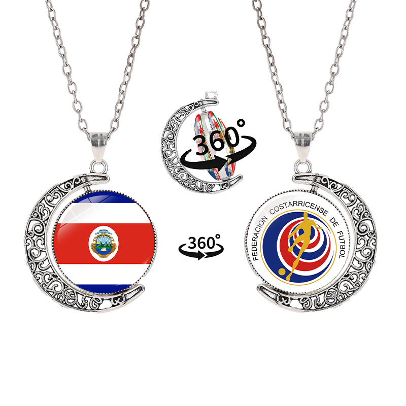 Collana a pendente a mezzaluna geometrica sportiva in lega con finitura galvanizzata per abbigliamento casual unisex