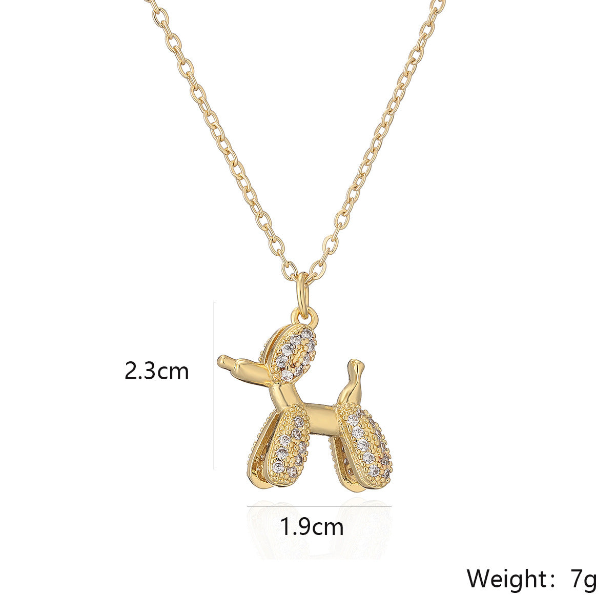 Minimalist Balloon Dog Pendant Necklace for Women in Brass with Real Gold Plating