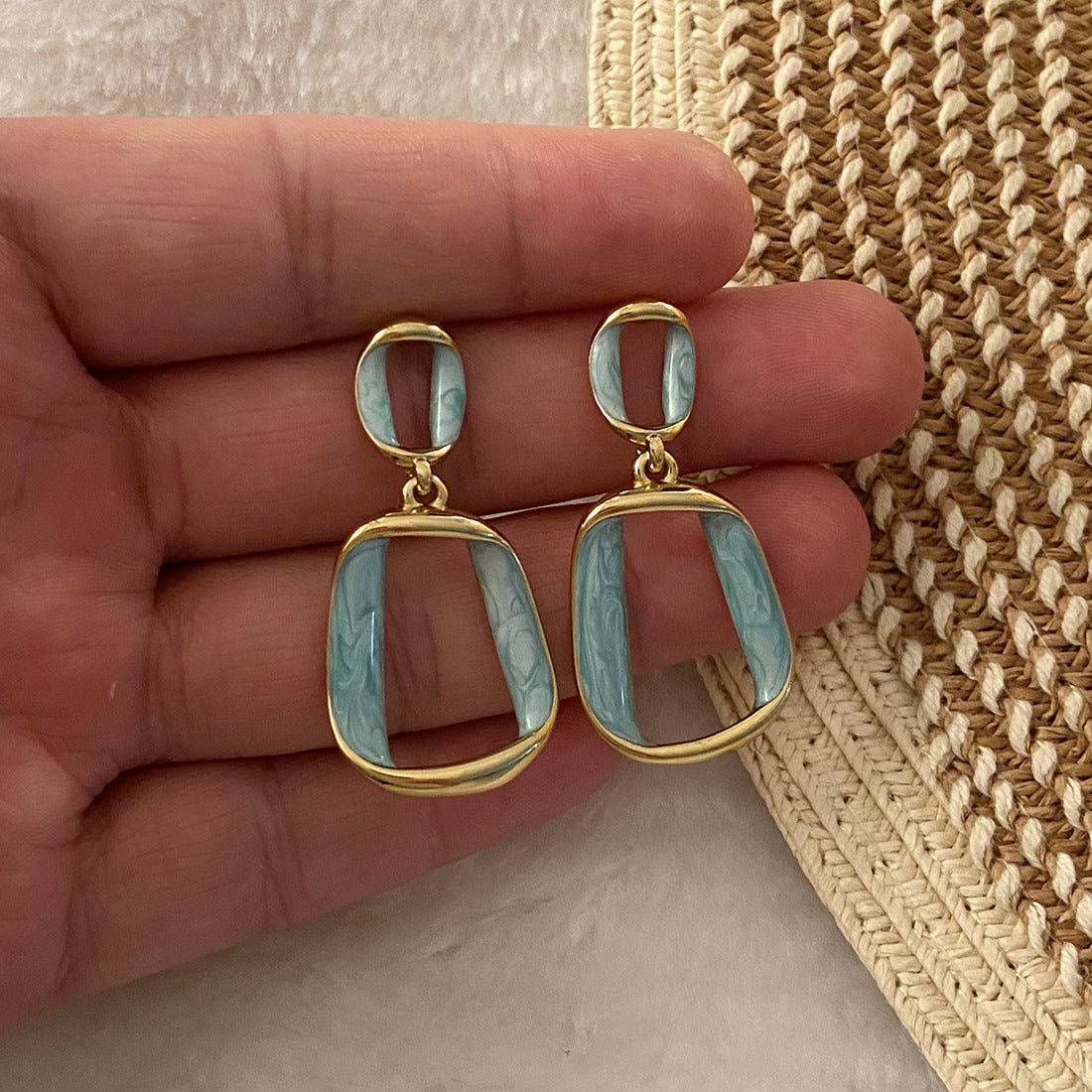 Orecchini in Acciaio Inossidabile Geometrici Minimalisti di Moda con Finitura Smaltata per Donna