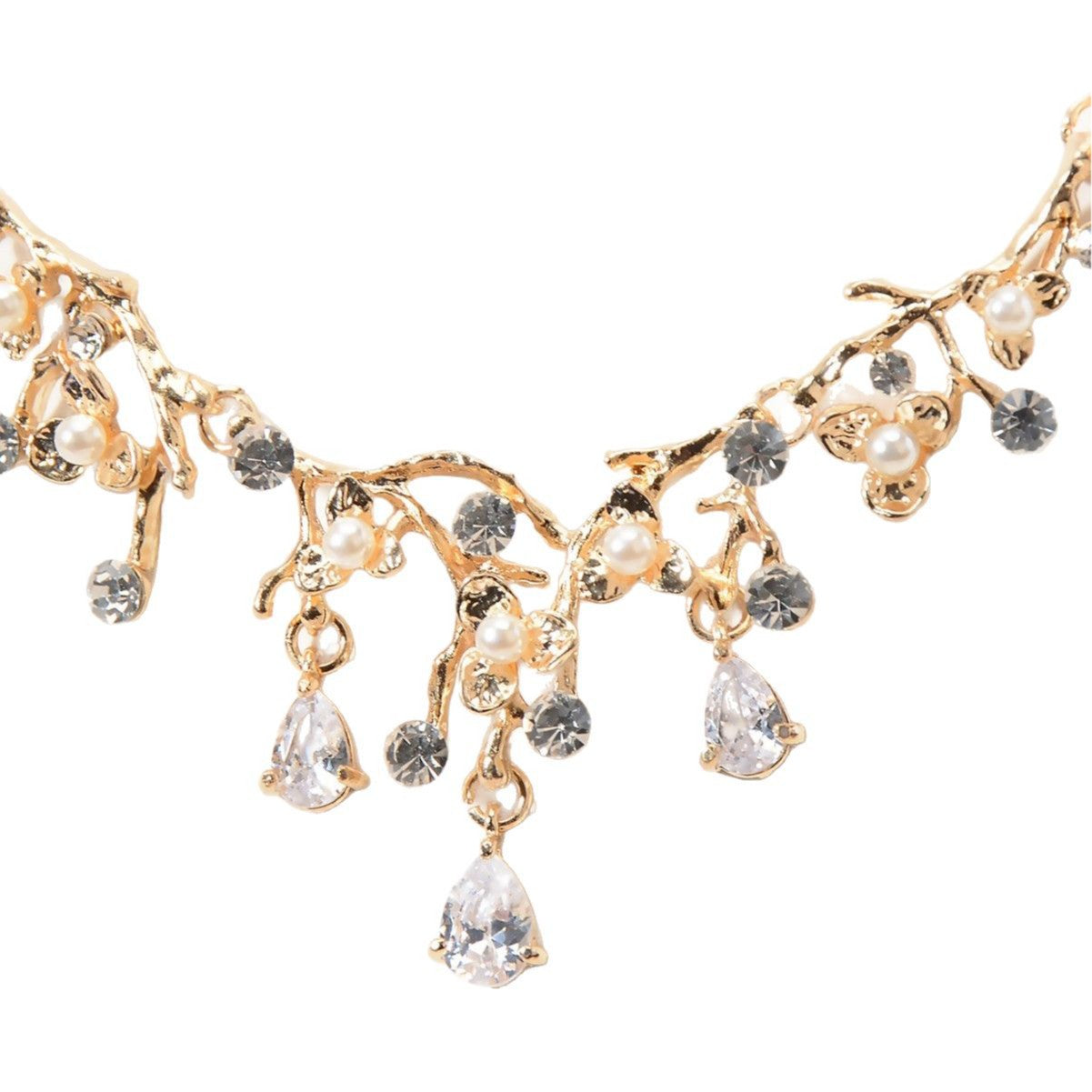 Luxury Elegant Rhinestone Heart Teardrop Pendant Necklace and Earrings Set for Women Wedding Party