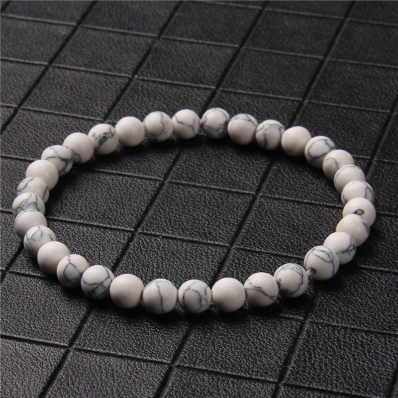 Elegant Casual Geometric Natural Agate Beaded Bracelet Unisex 6mm