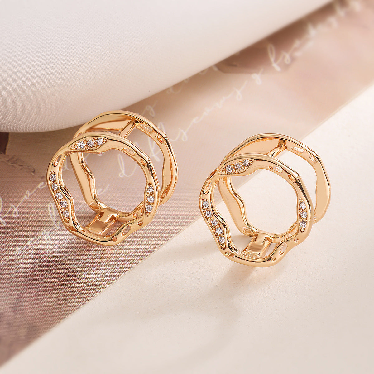 Minimalist Elegant Geometric Brass Gold Plated Cubic Zirconia Earrings