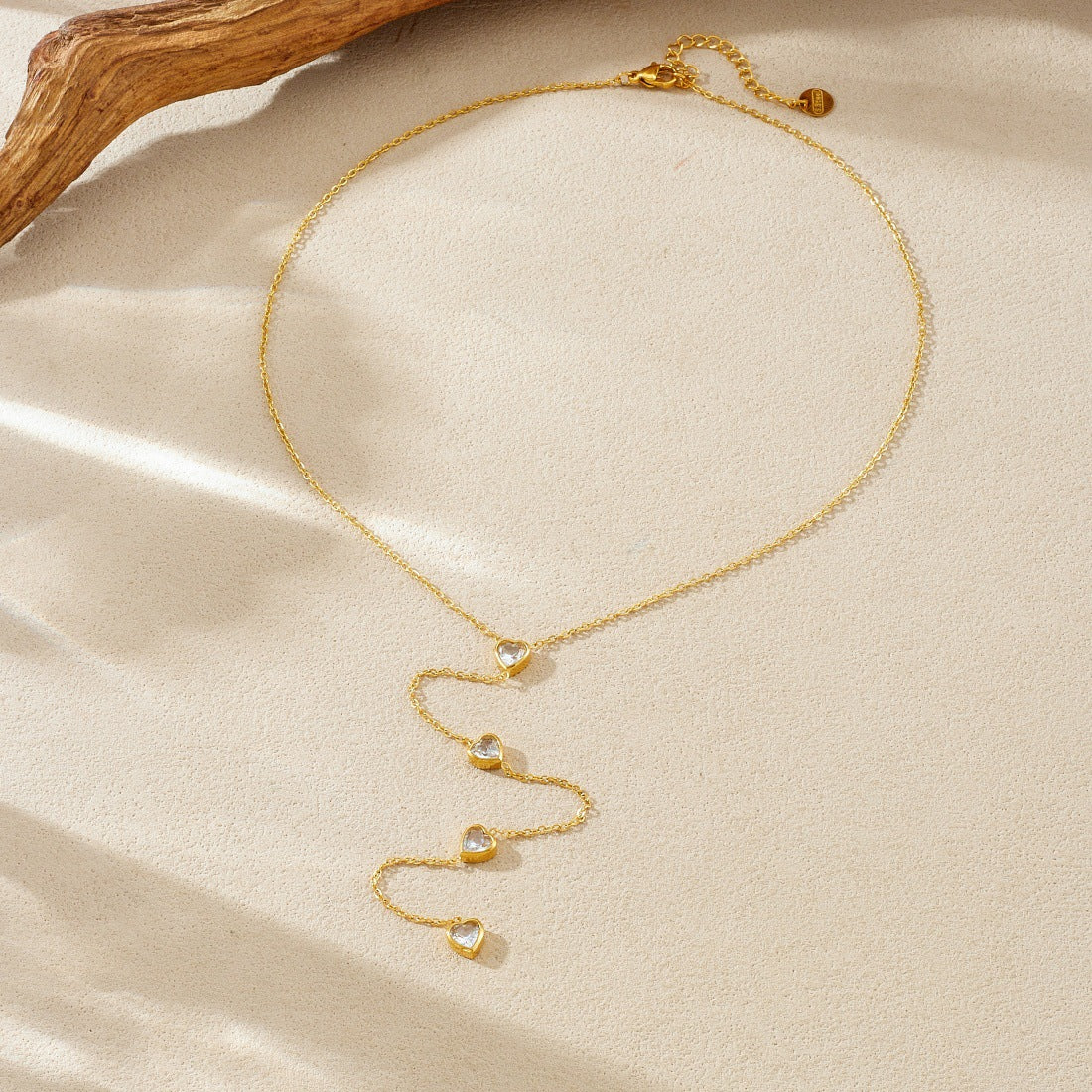Minimalist Gold Plated Stainless Steel Heart Rhinestone Necklace for Women