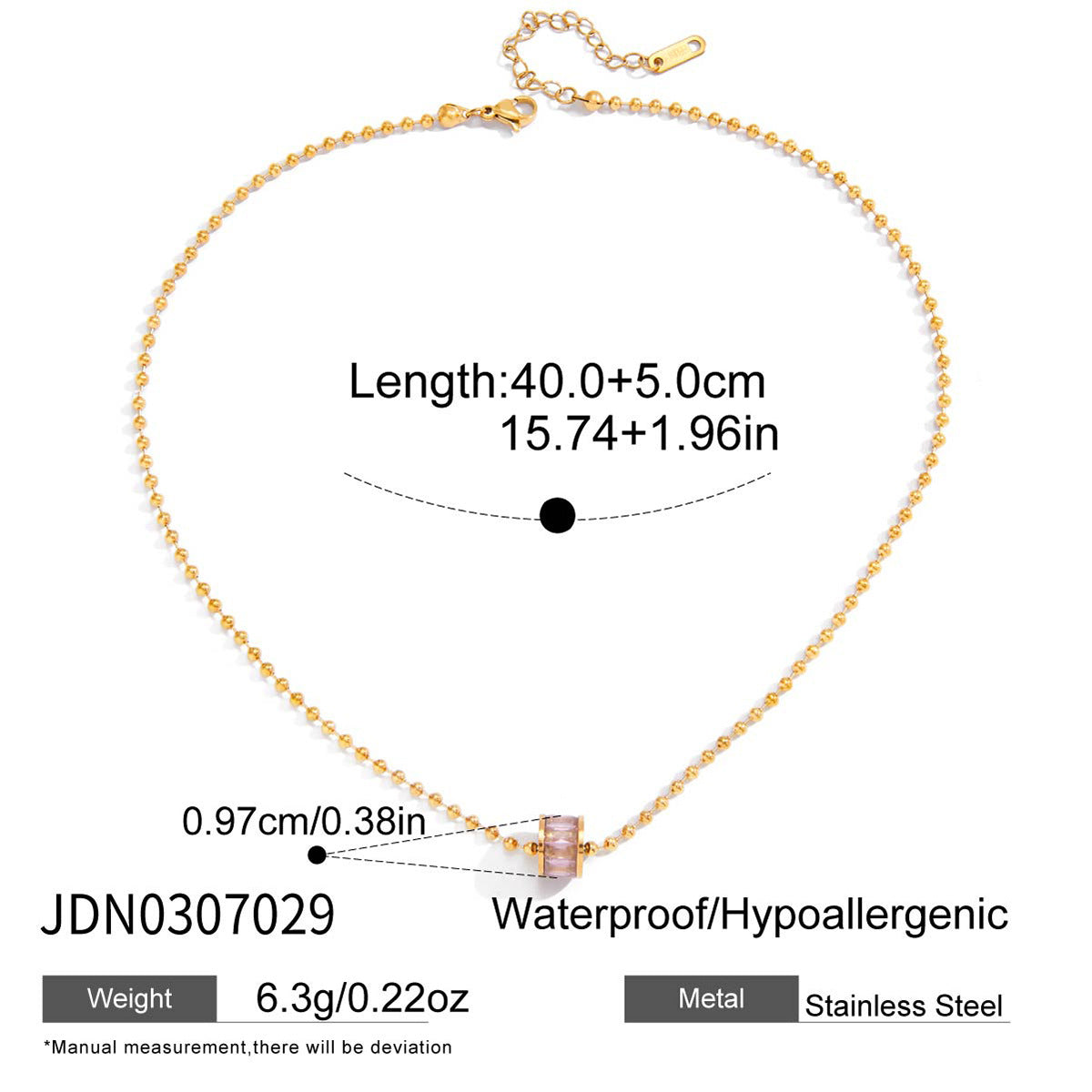 Collana con Ciondolo Geometrico Minimalista in Acciaio al Titanio Placcato per Donna