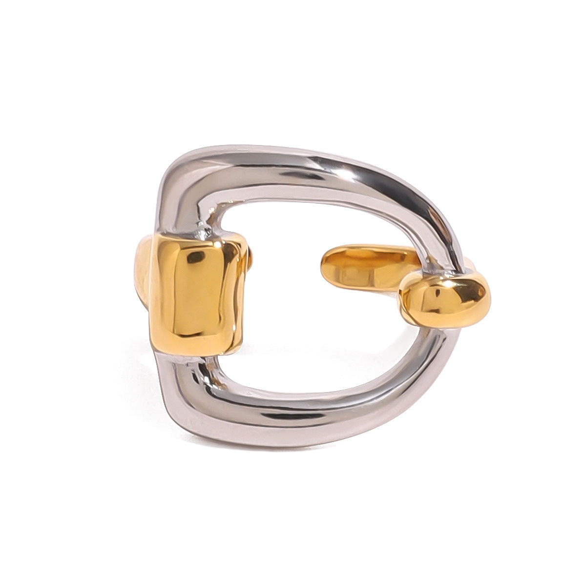 Anello a Lettera Minimalista in Acciaio Inossidabile Placcato Oro e Argento da Donna