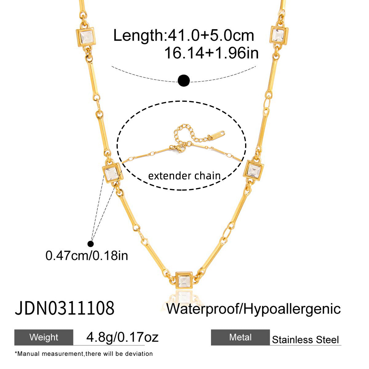 Collana pendente geometrica minimalista in acciaio al titanio con intarsio di strass e placcatura in oro PVD per donna