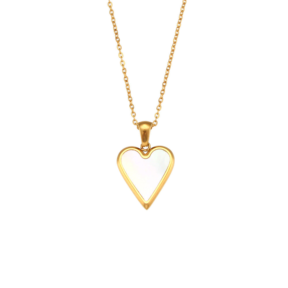 Minimalist Heart-Shaped Acrylic Pendant Necklace with Stainless Steel Chain and Electroplated Finish for Women