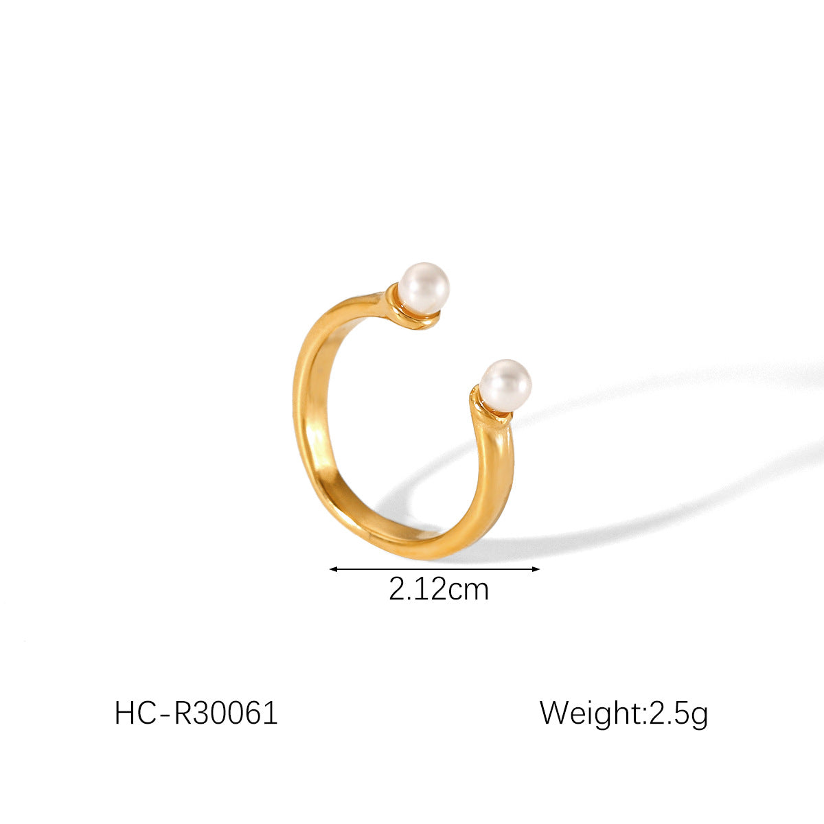 Anello da donna alla moda placcato oro 18 carati in acciaio inossidabile martellato a forma di fiocco con perla e zircone