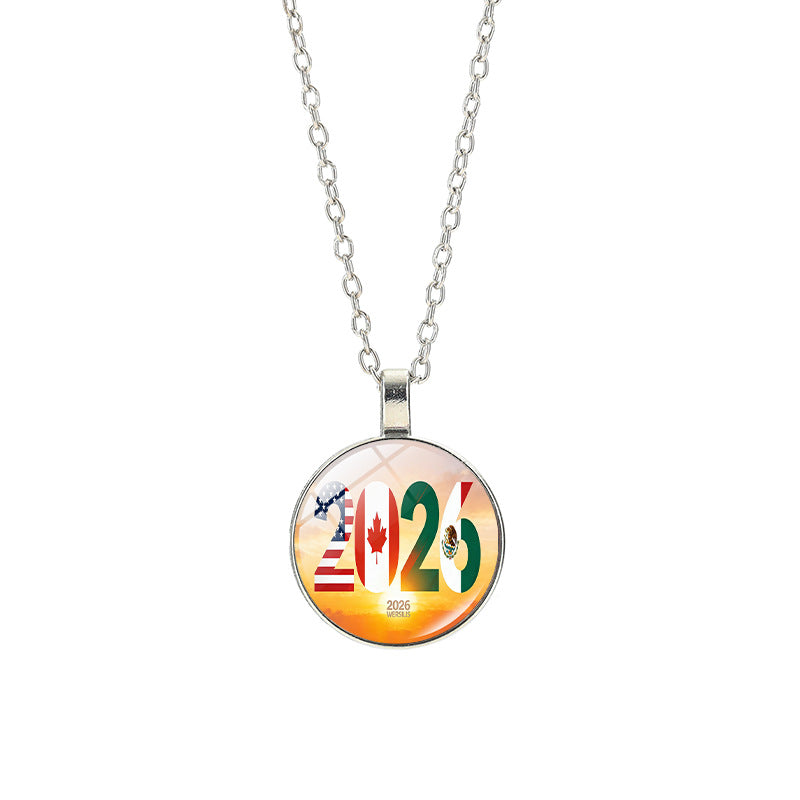 Collana sportiva casual in lega placcata argento con pendente in cristallo unisex