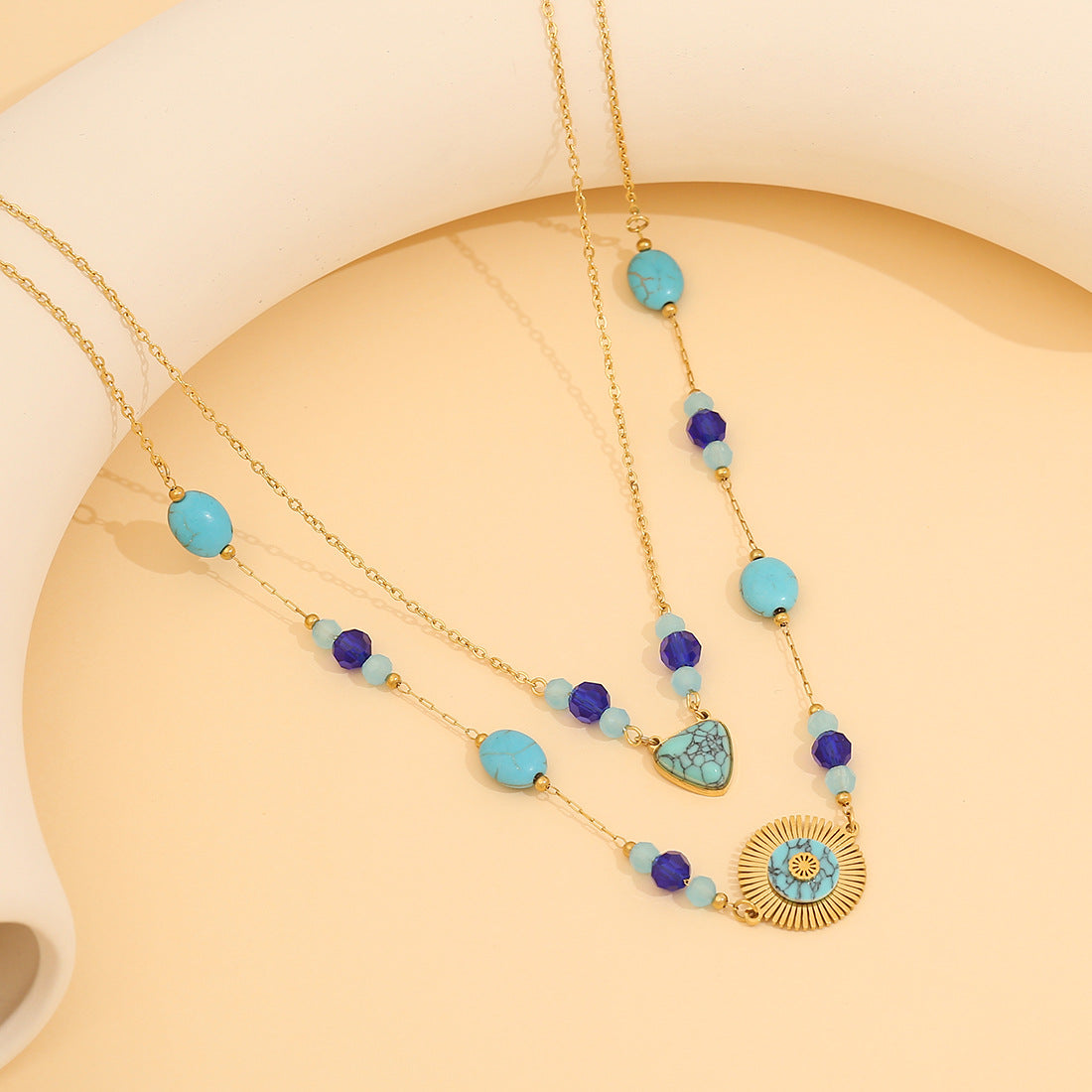 Collana con Pendente a Cuore Vintage in Acciaio al Titanio Placcato per Donna