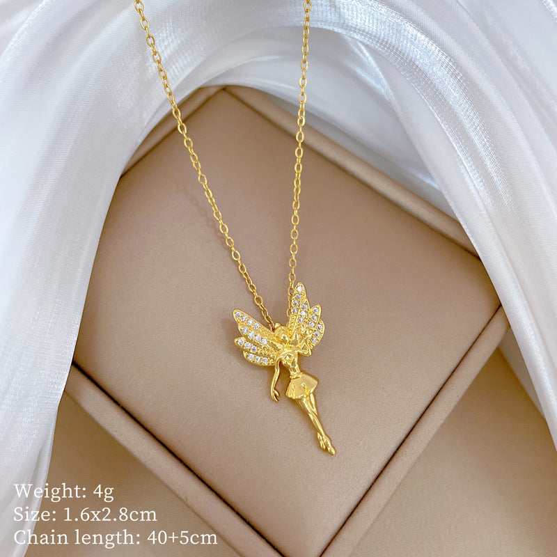 Collana Geometrica con Cielo Stellato da Donna con Strass Micro-Incastonati in Acciaio al Titanio, Stile Dolce, Fresco e Minimalista
