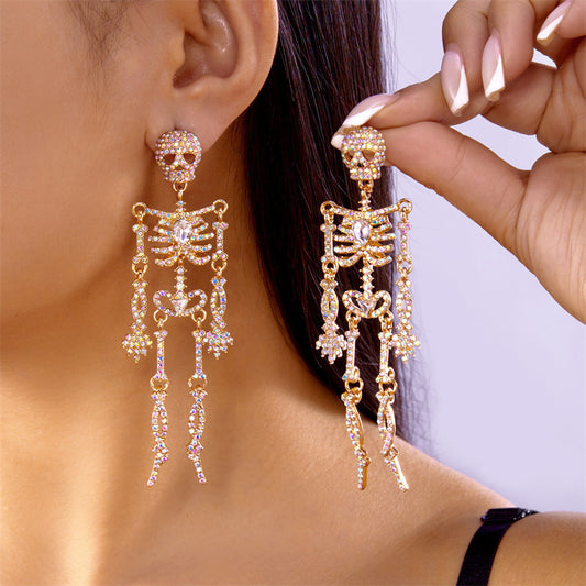 Casual Rhinestone Plated Alloy Skeleton Earrings