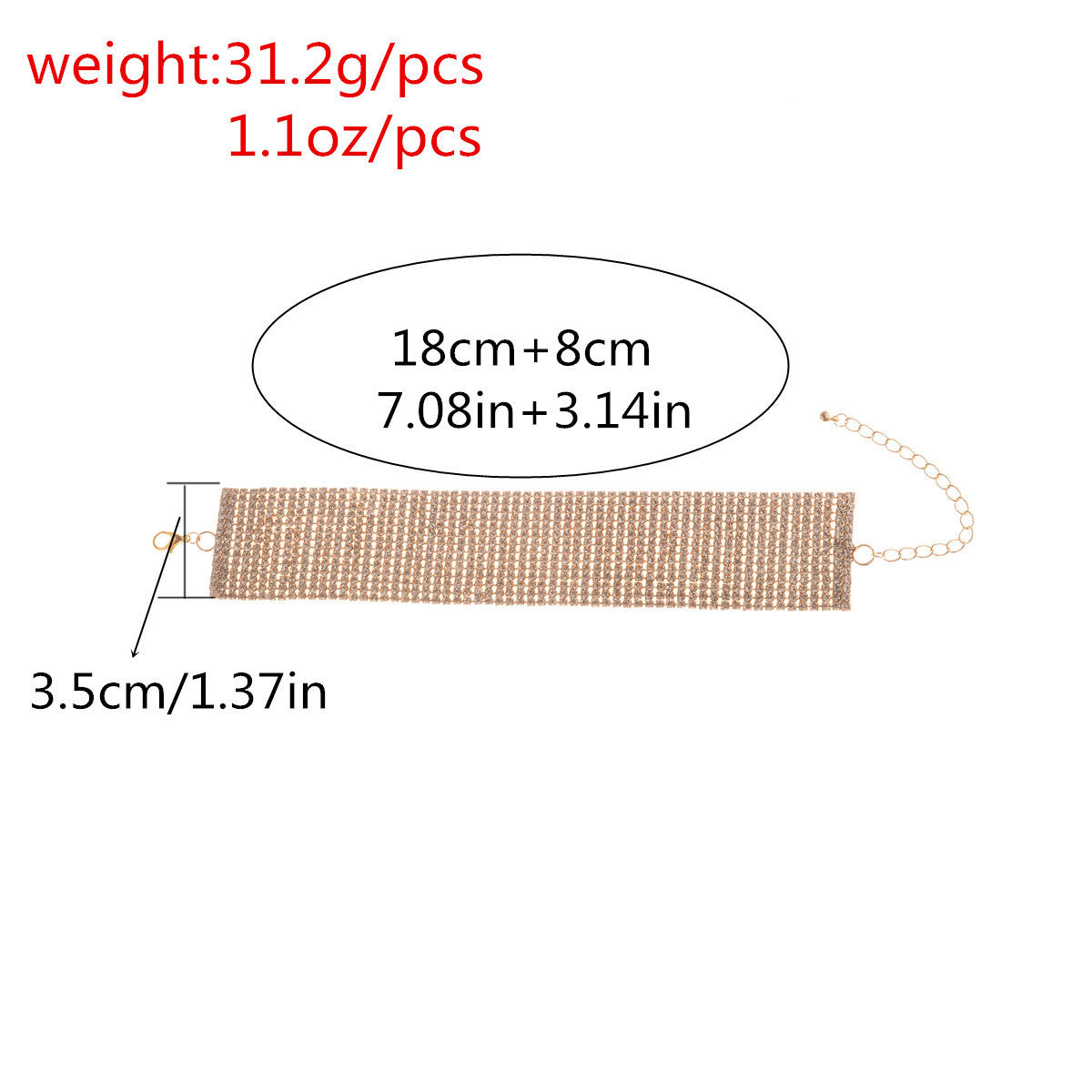 Pulsera Minimalista de Cadena de Garra de Metal Geométrica con Incrustaciones de Pedrería para Mujer