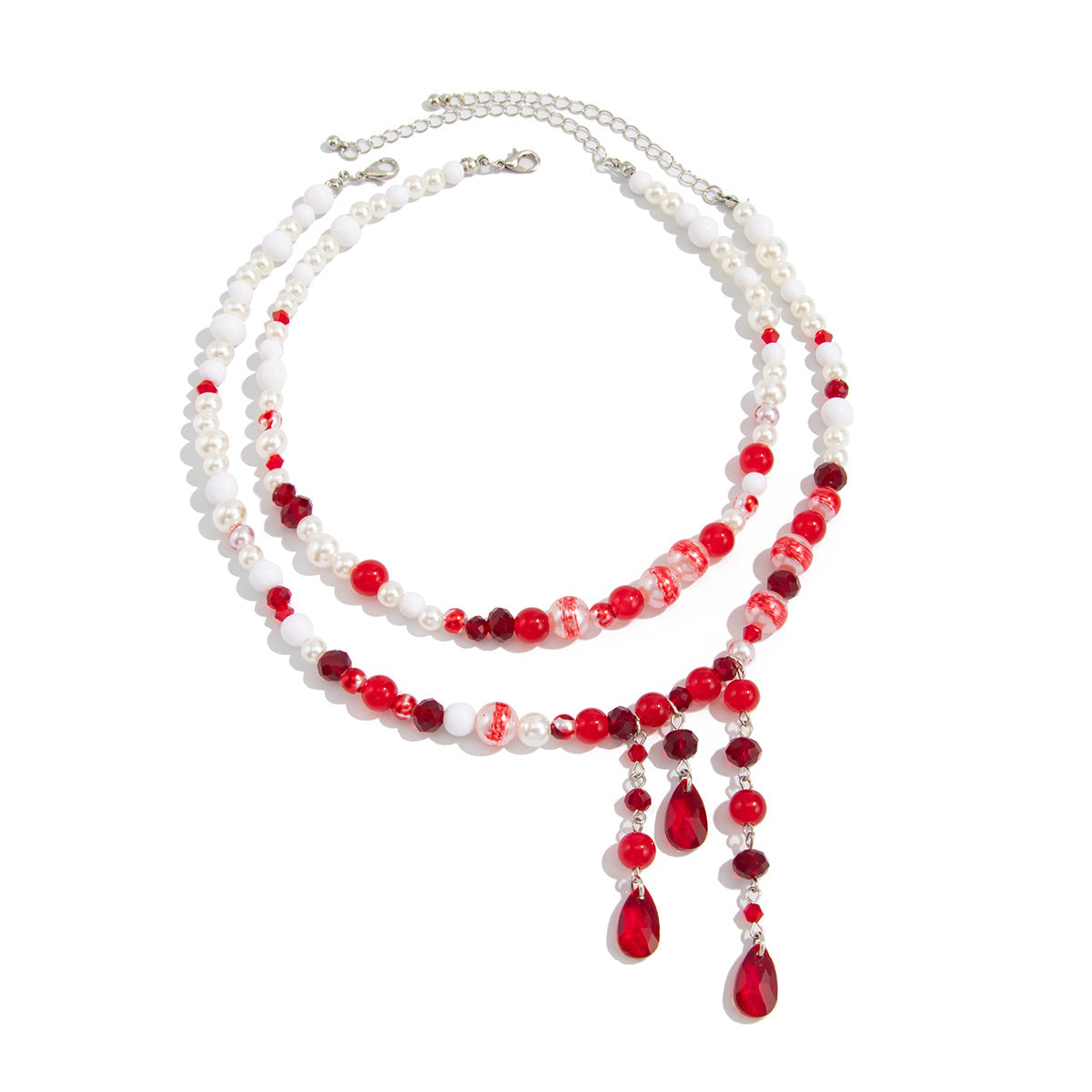 Collar Pendiente Bohemio de Borlas de Múltiples Capas con Perlas de Imitación y Acentos de Diamantes de Imitación para Mujer