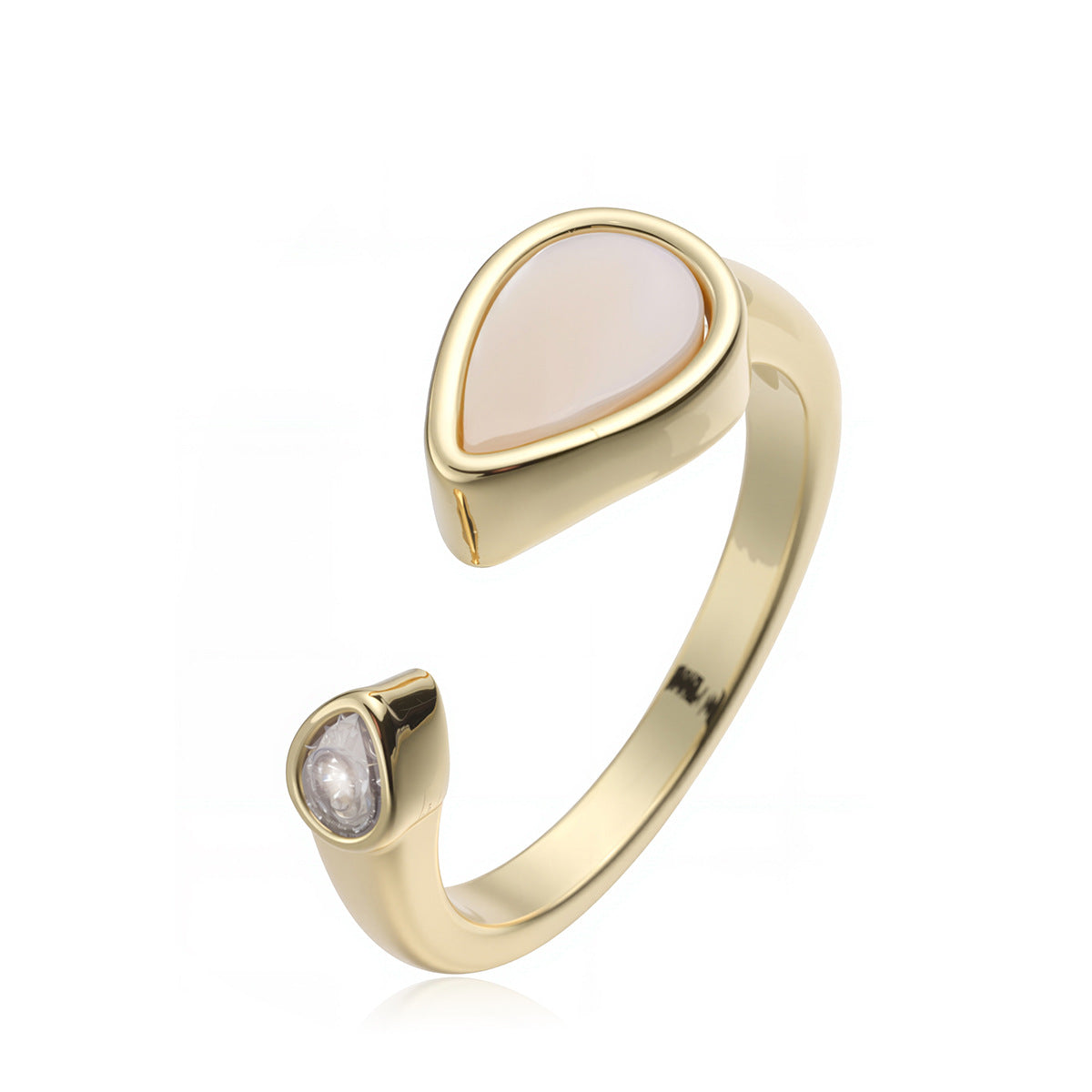 Minimalist Vintage 18K Gold Plated Brass Geometric Heart Open Ring