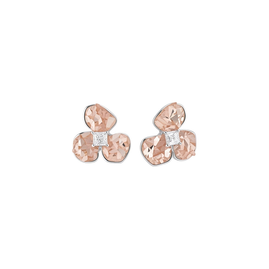 Aretes Elegantes de Concha Floral con Incrustaciones de Circón para Mujer, Accesorio de Moda de Lujo