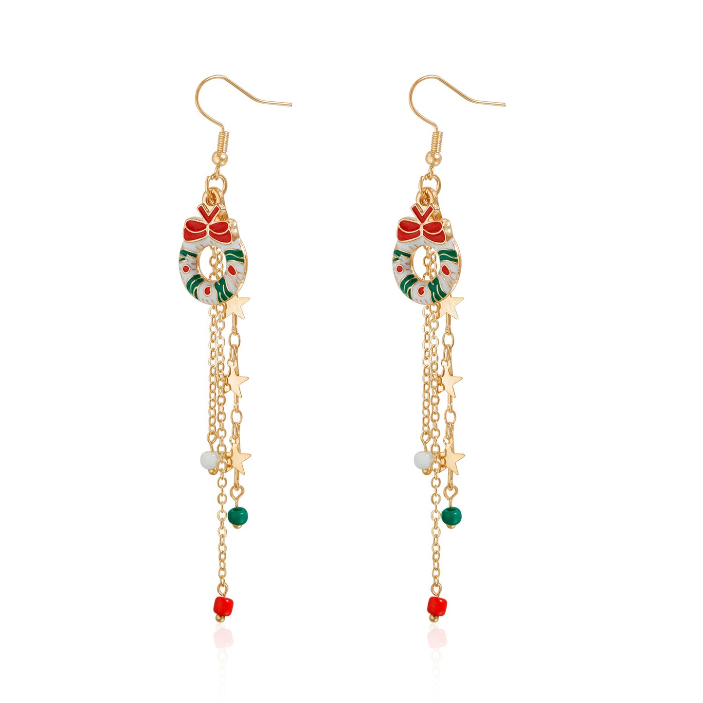 Pendientes colgantes vintage de campana de árbol de Navidad de aleación de zinc geométricos para mujer con acabado chapado