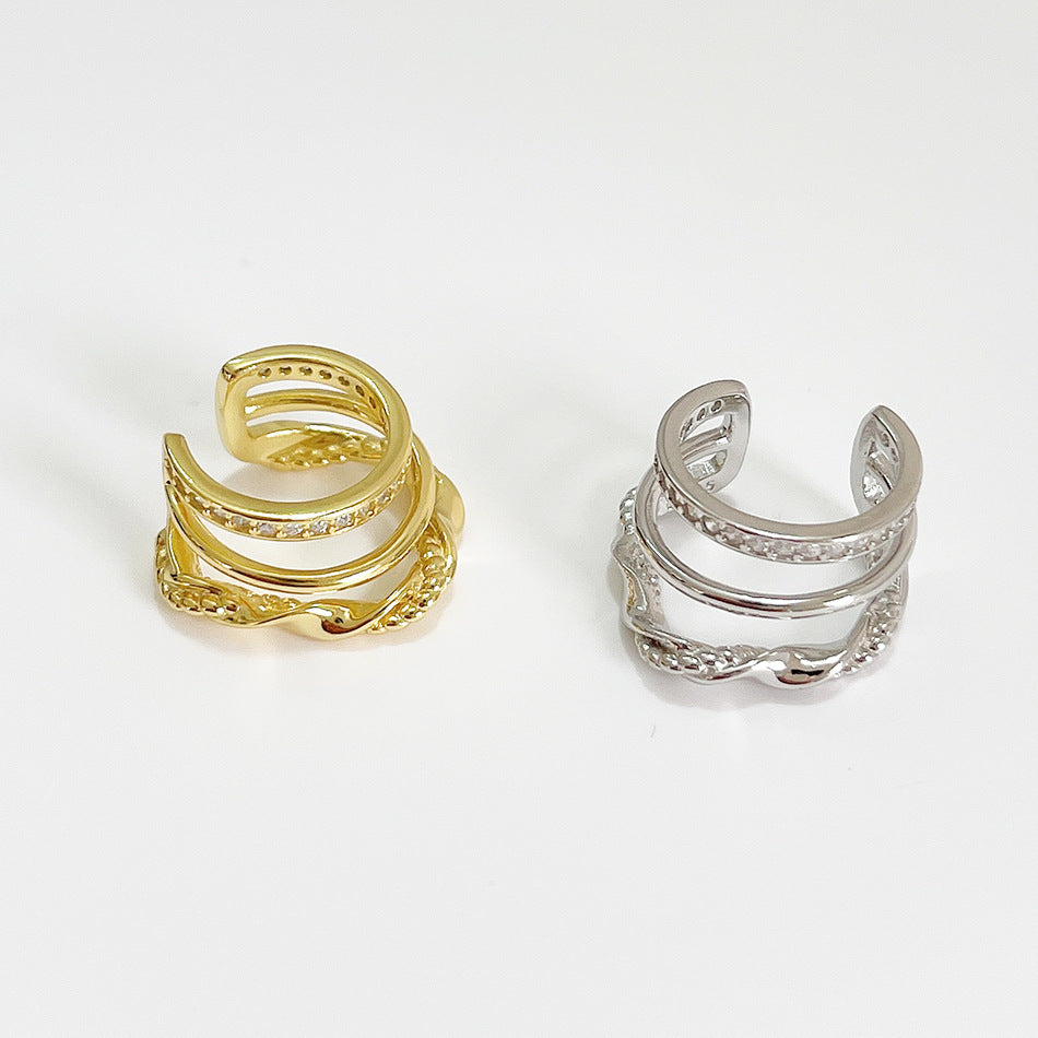 Pendientes Minimalistas de Plata de Ley 925 Trenzados con Textura de Triple Aro para Mujer