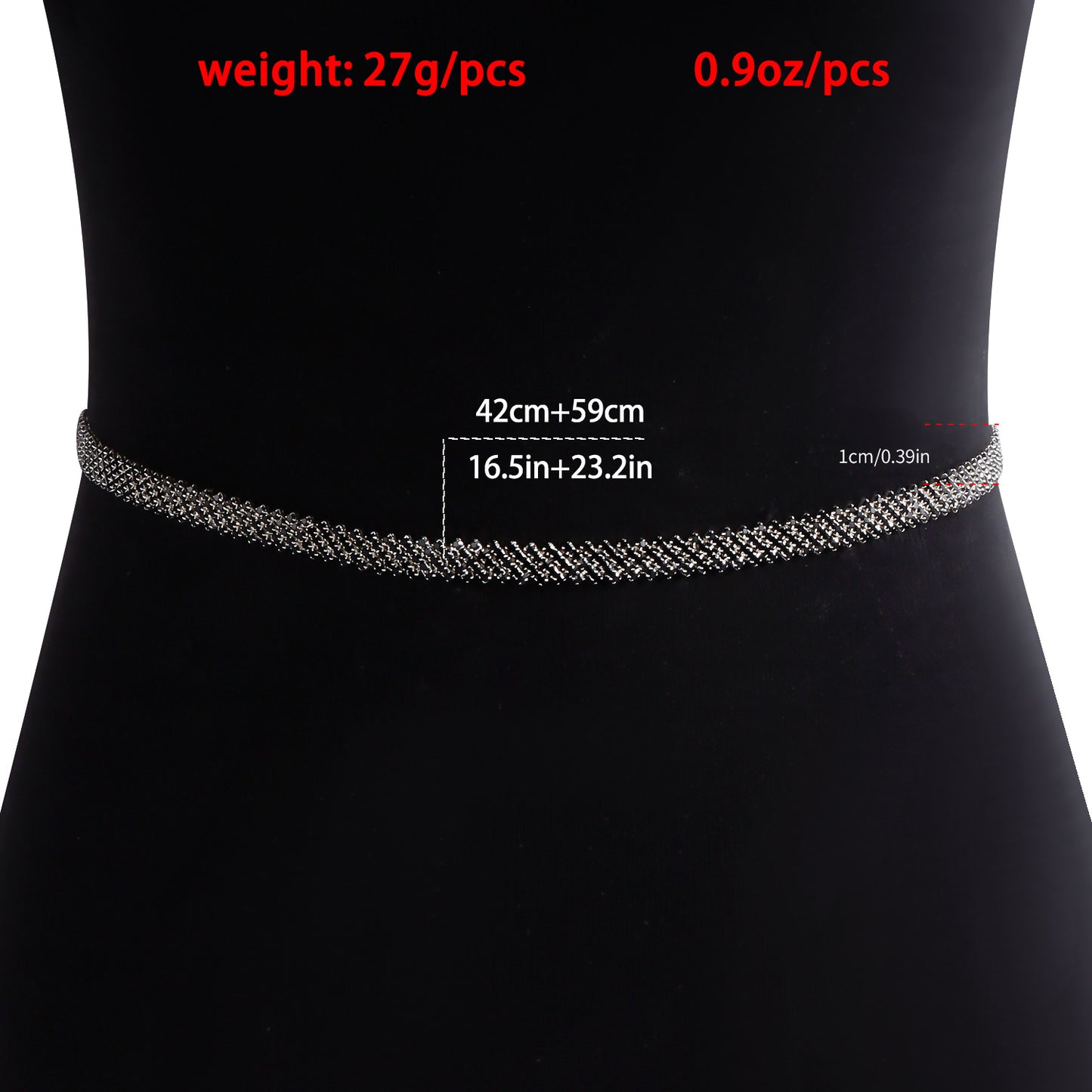 Punk Style Black Crystal Claw Rhinestone Waist Chain for Women with Metal Single Loop Design