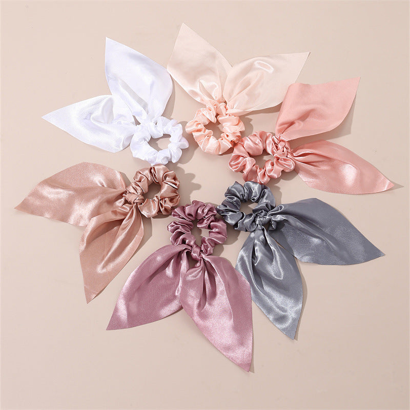 Bonito lazo de tela estilo francés con diseño en forma de U para sujetar el cabello en coletas para niñas, color sólido