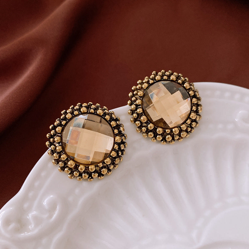 Vintage Geometric Earrings for Women with Gold-Plated Copper Base and Stainless Steel Posts, Bohemian-Inspired Lightweight Dangle Design
