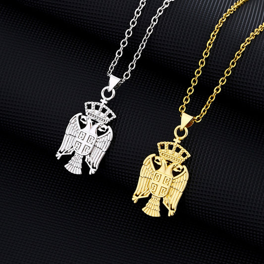Collana Pendente Aquila alla Moda in Acciaio Inossidabile con Intarsio in Rame e Finitura Galvanizzata, a Forma di Animale, Catena O, Design Unisex