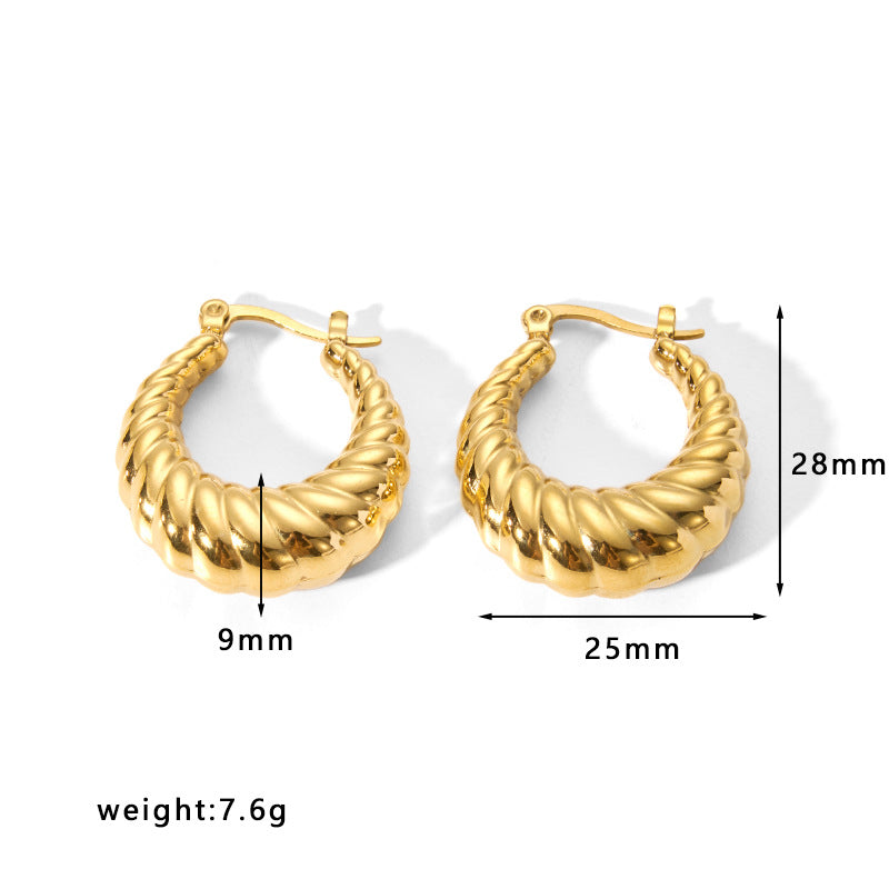 Minimalist Geometric Hollow Stainless Steel Earrings for Women with Plated Finish