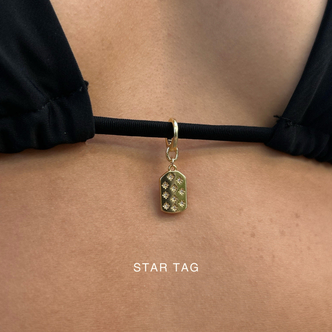 Vintage Geometric Stainless Steel 18K Gold Plated PVD Bikini Clasp Charm Bar Necklace for Unisex