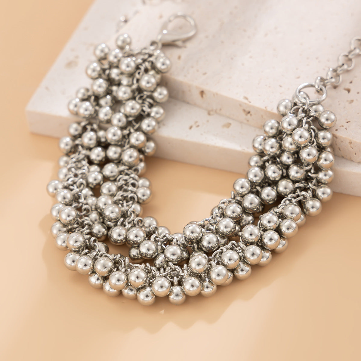 Exaggerated Geometric CCB Ball Pendant Necklace with Plated Finish for Women