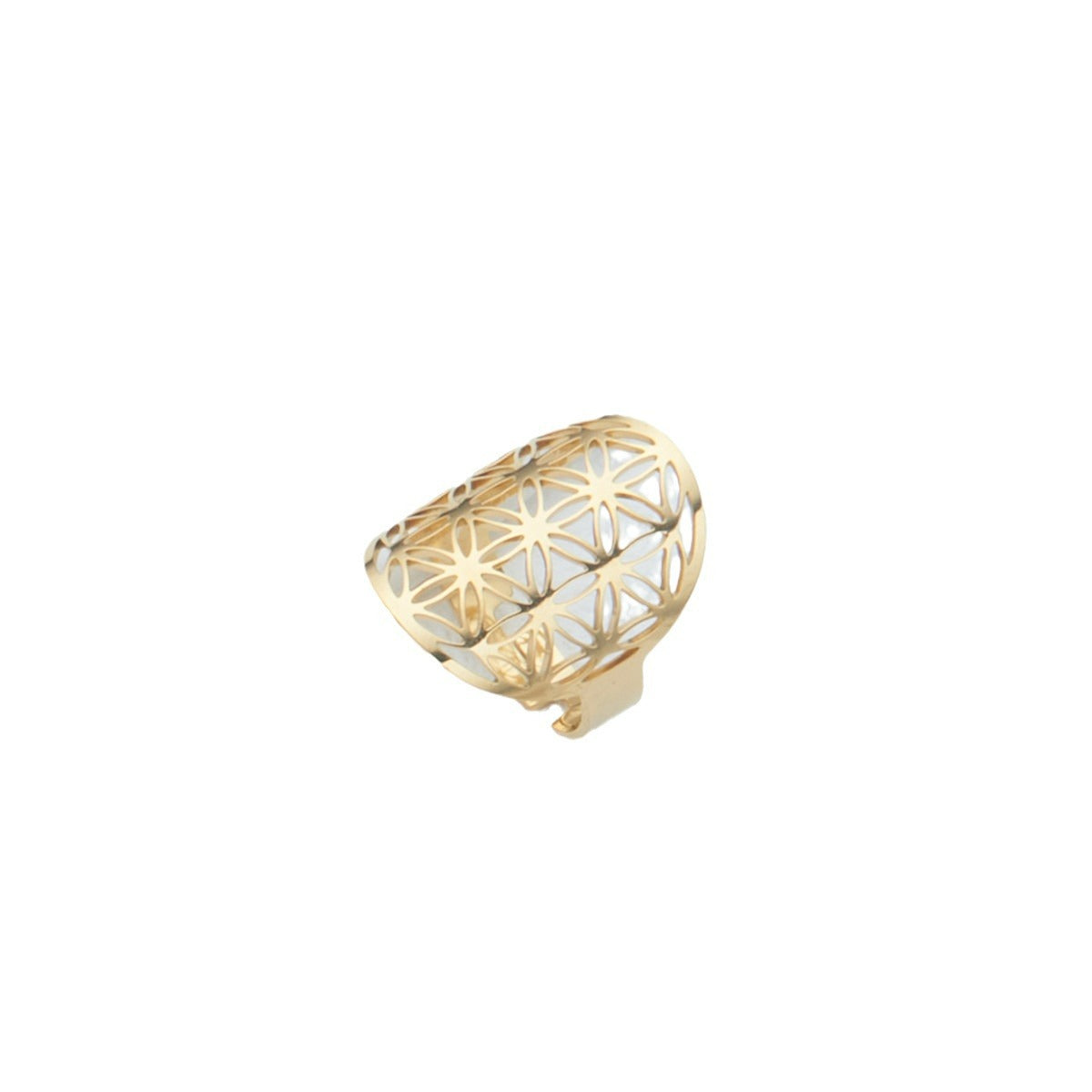 Hollow-Out Adjustable Life Flower Ring in Stainless Steel with Gold or Silver Plating for Women