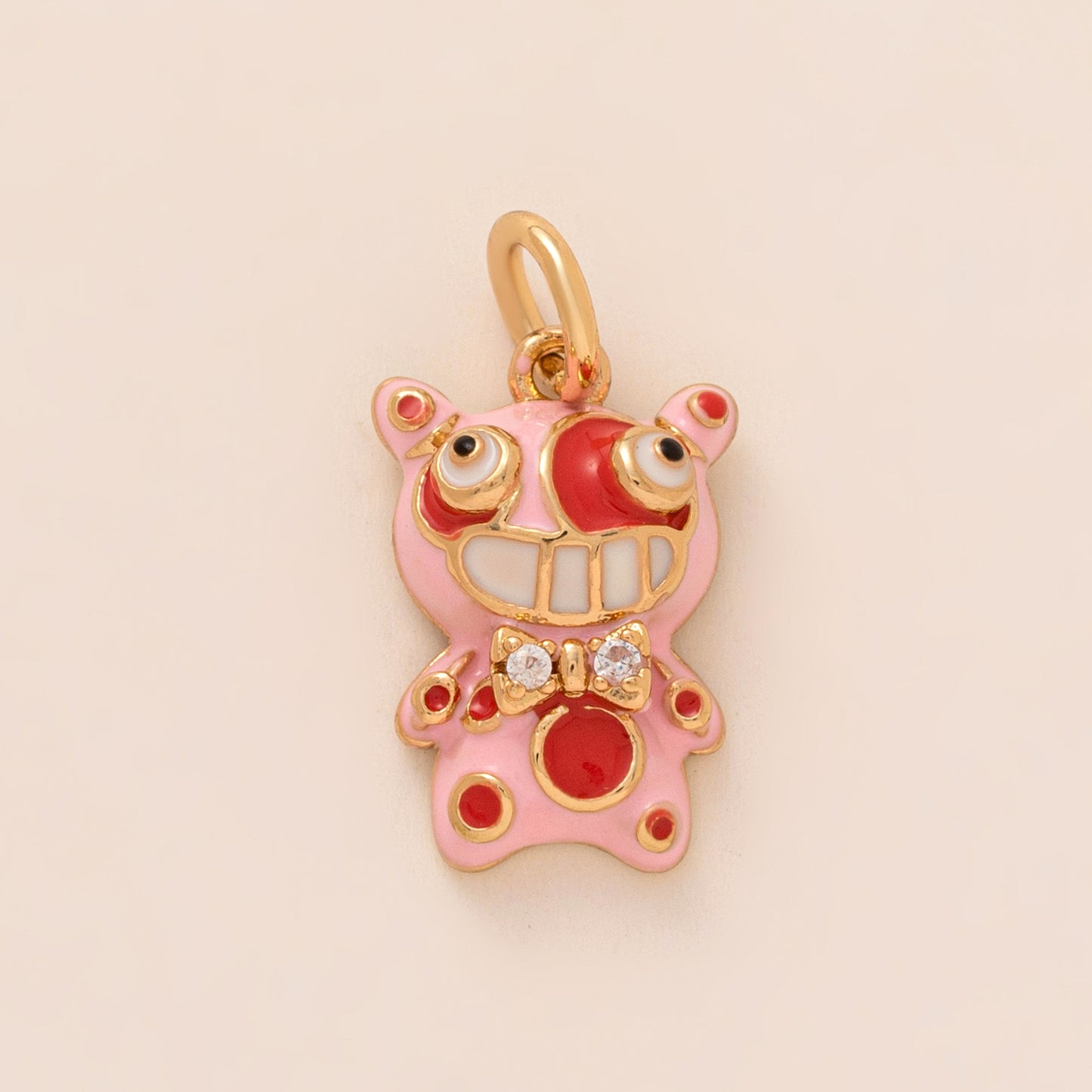 Vintage Gold Plated Brass Cartoon Clownfish Charm Bar on Ball Chain