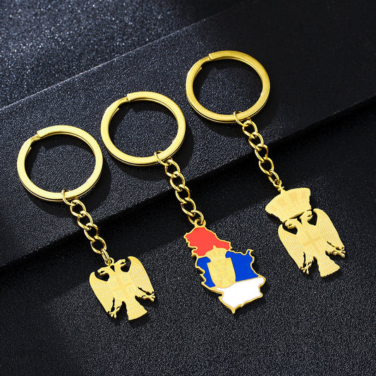 Ethnic Style Eagle Pendant Necklace Keychain in Stainless Steel for Men and Women