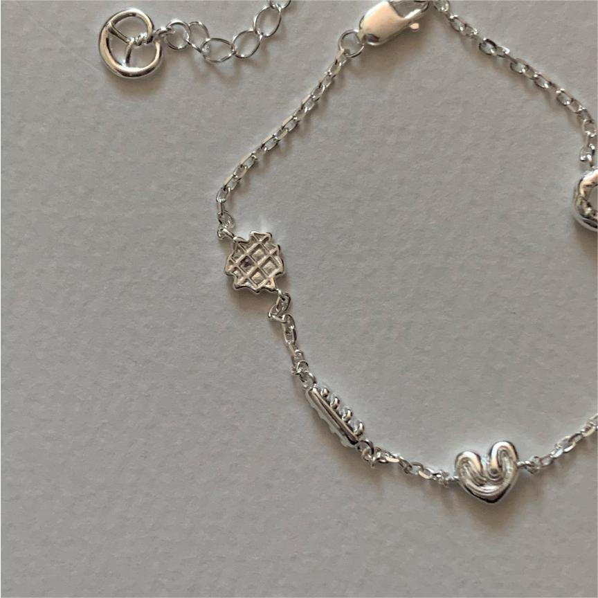 Bracciale geometrico a forma di pane minimalista in argento sterling 925