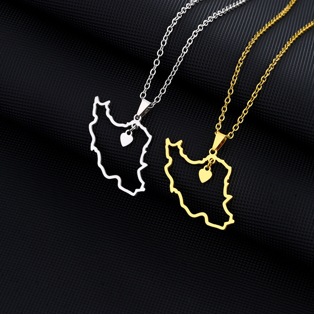 Collana con ciondolo a cuore in acciaio inossidabile, con charm in acciaio al titanio, finitura galvanizzata, catena O, accessorio moda unisex