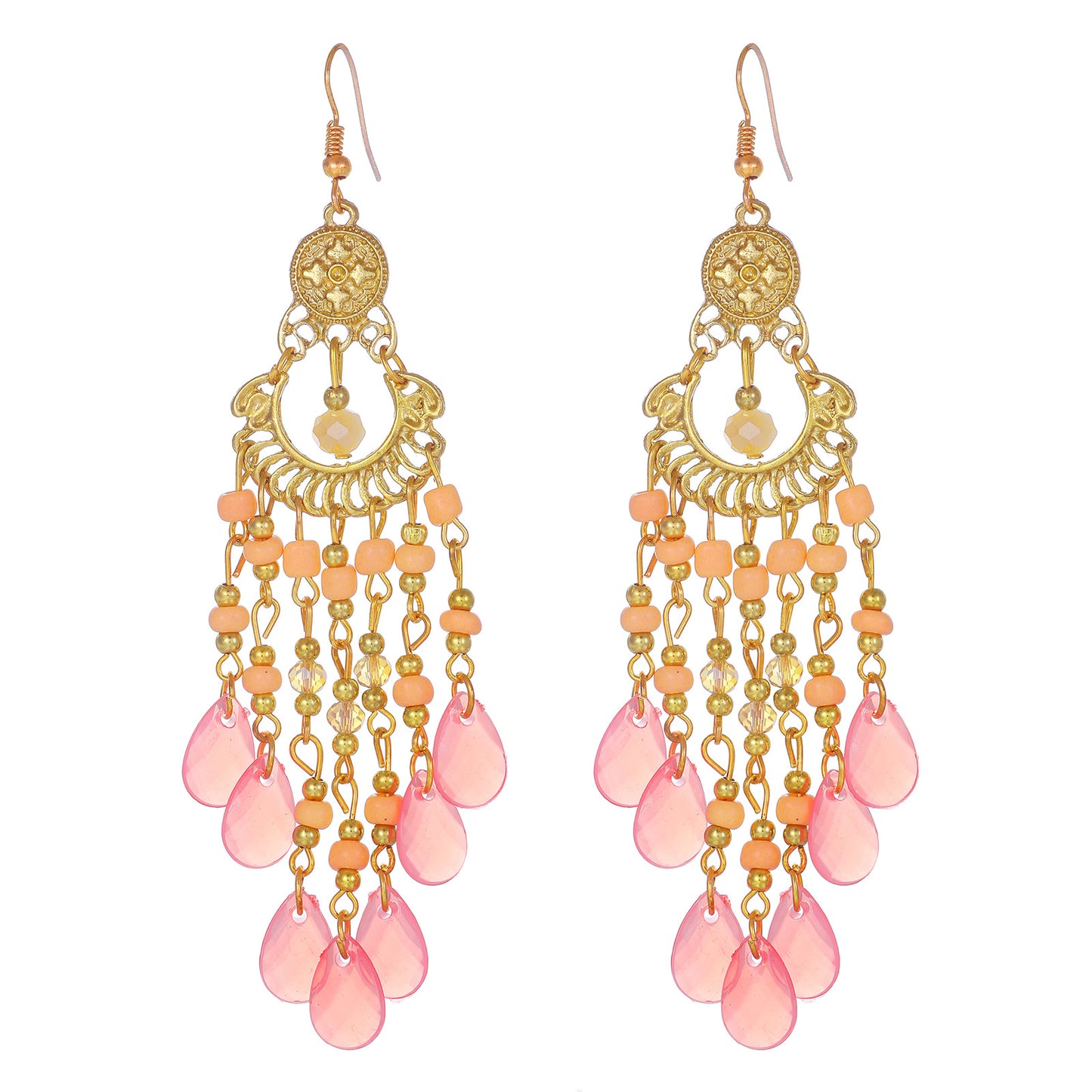 Bohemian Vintage Geometric Teardrop Hollow Tassel Drop Earrings for Women